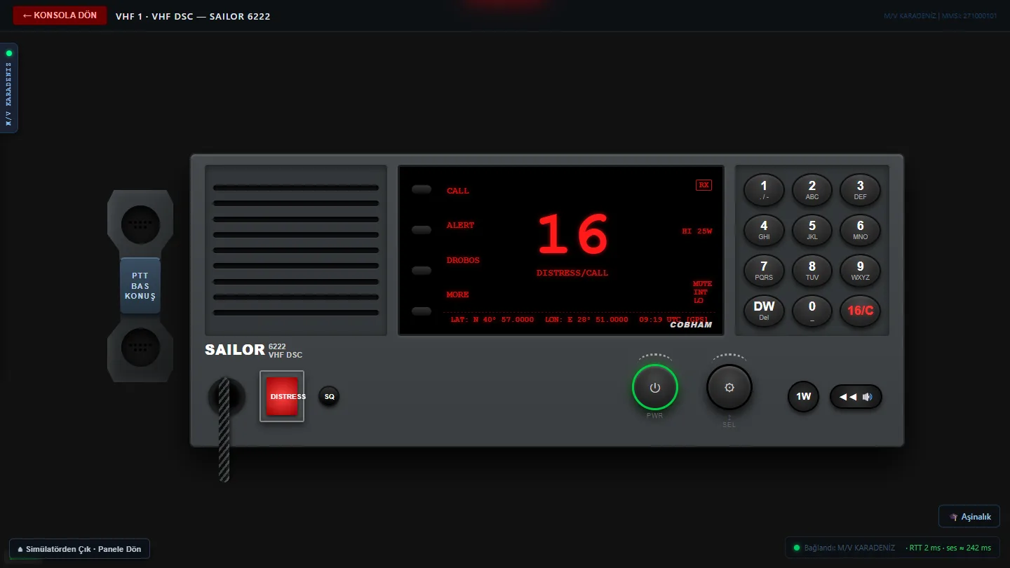 VHF DSC telsiz: Ch16 dinleme, DSC çağrıları, gerçek ses